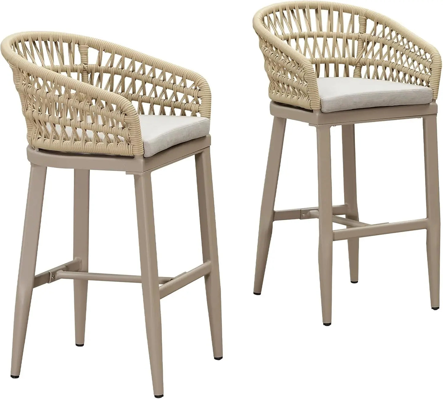 Outdoor Rattan Bar Stools Set - Weather Resistant & Stylish