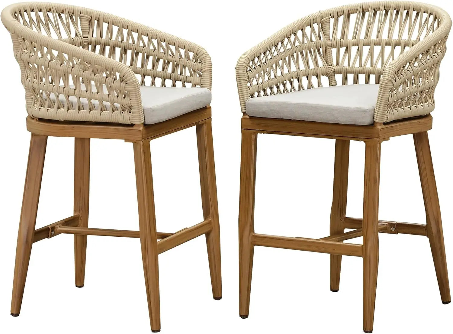 Outdoor Rattan Bar Stools Set - Weather Resistant & Stylish