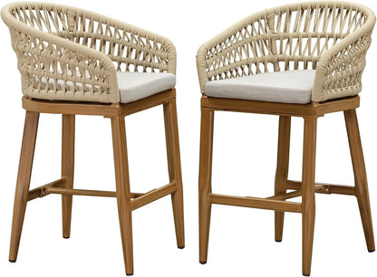 Outdoor Rattan Bar Stools Set - Weather Resistant & Stylish