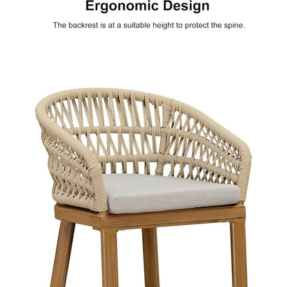 Outdoor Rattan Bar Stools Set - Weather Resistant & Stylish