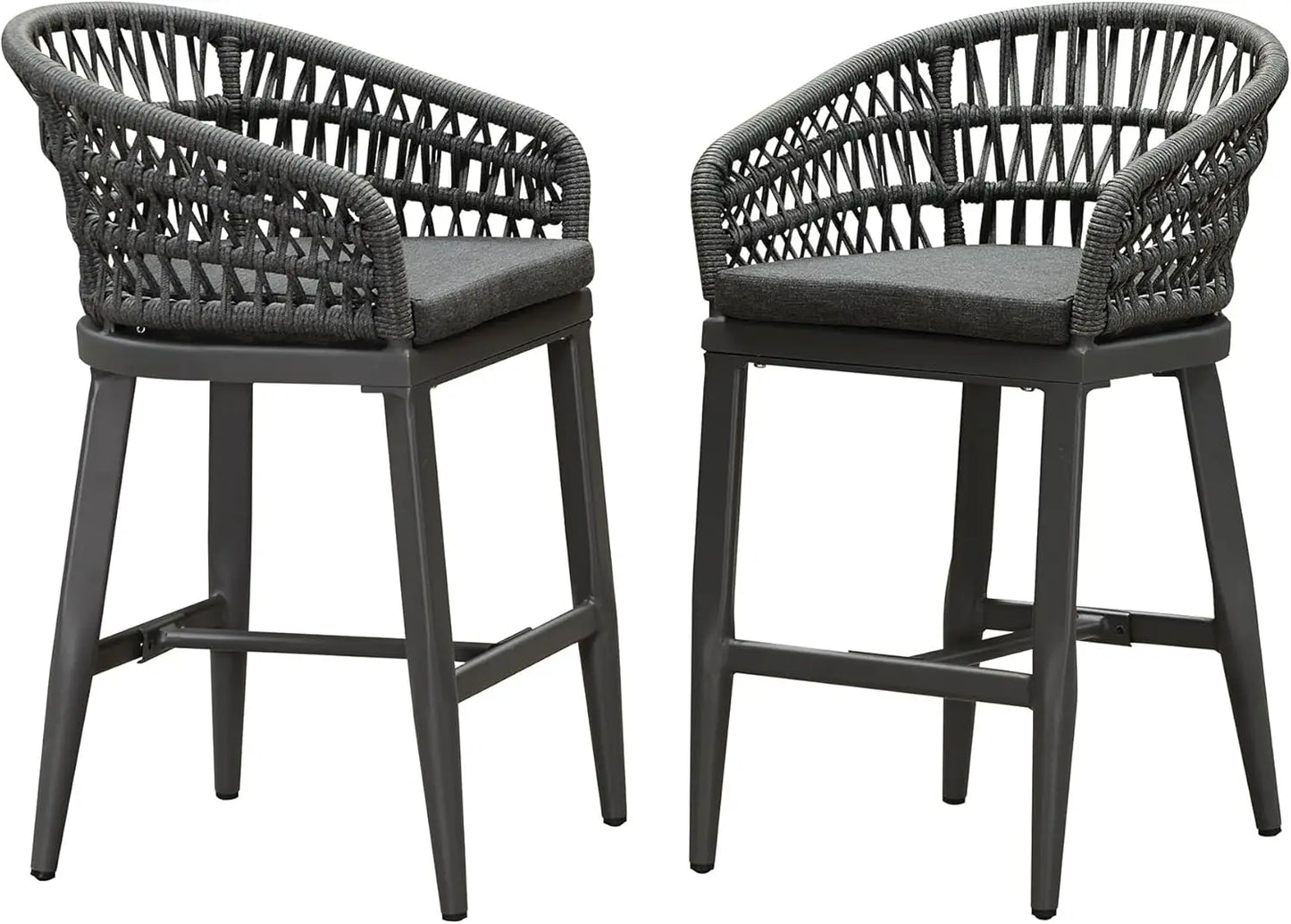 Outdoor Rattan Bar Stools Set - Weather Resistant & Stylish