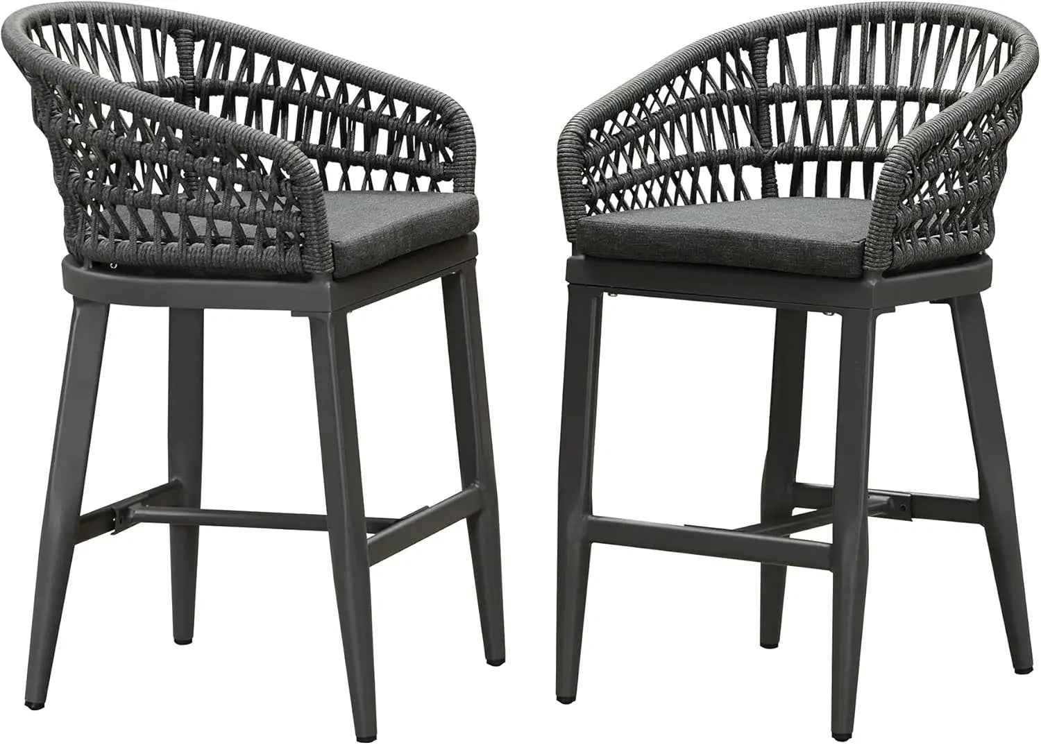 Outdoor Rattan Bar Stools Set - Weather Resistant & Stylish
