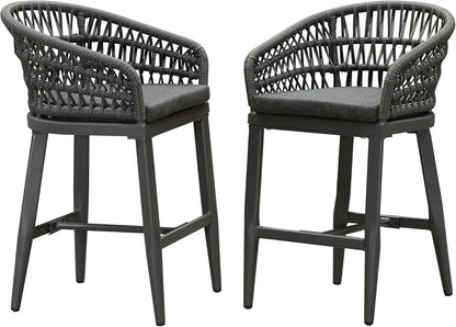 Outdoor Rattan Bar Stools Set - Weather Resistant & Stylish