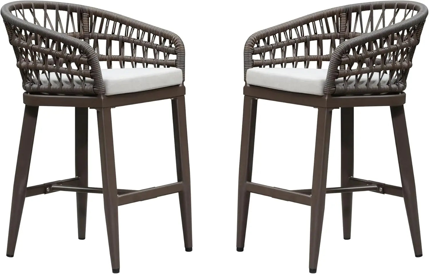 Outdoor Rattan Bar Stools Set - Weather Resistant & Stylish
