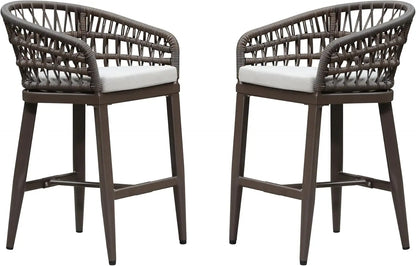Outdoor Rattan Bar Stools Set - Weather Resistant & Stylish