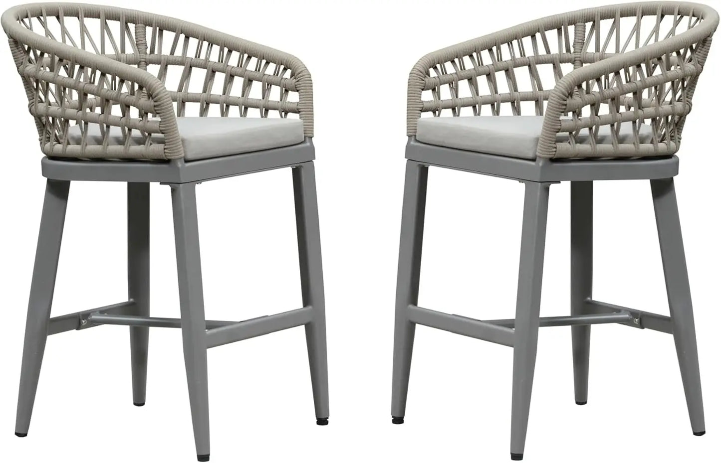 Outdoor Rattan Bar Stools Set - Weather Resistant & Stylish