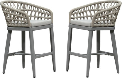 Outdoor Rattan Bar Stools Set - Weather Resistant & Stylish